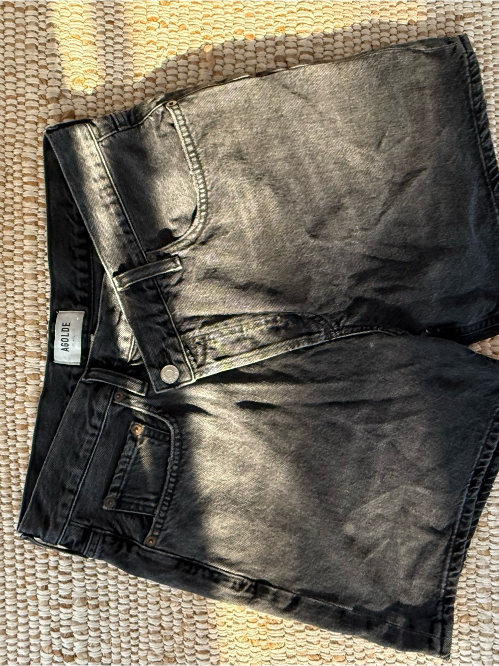 AGOLDE Black Crossover Waist Denim Shorts – Size 29
